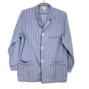 Christian Dior Monsieur Mens Pajama Top Blue‎ Striped Sleep Shirt Medium
